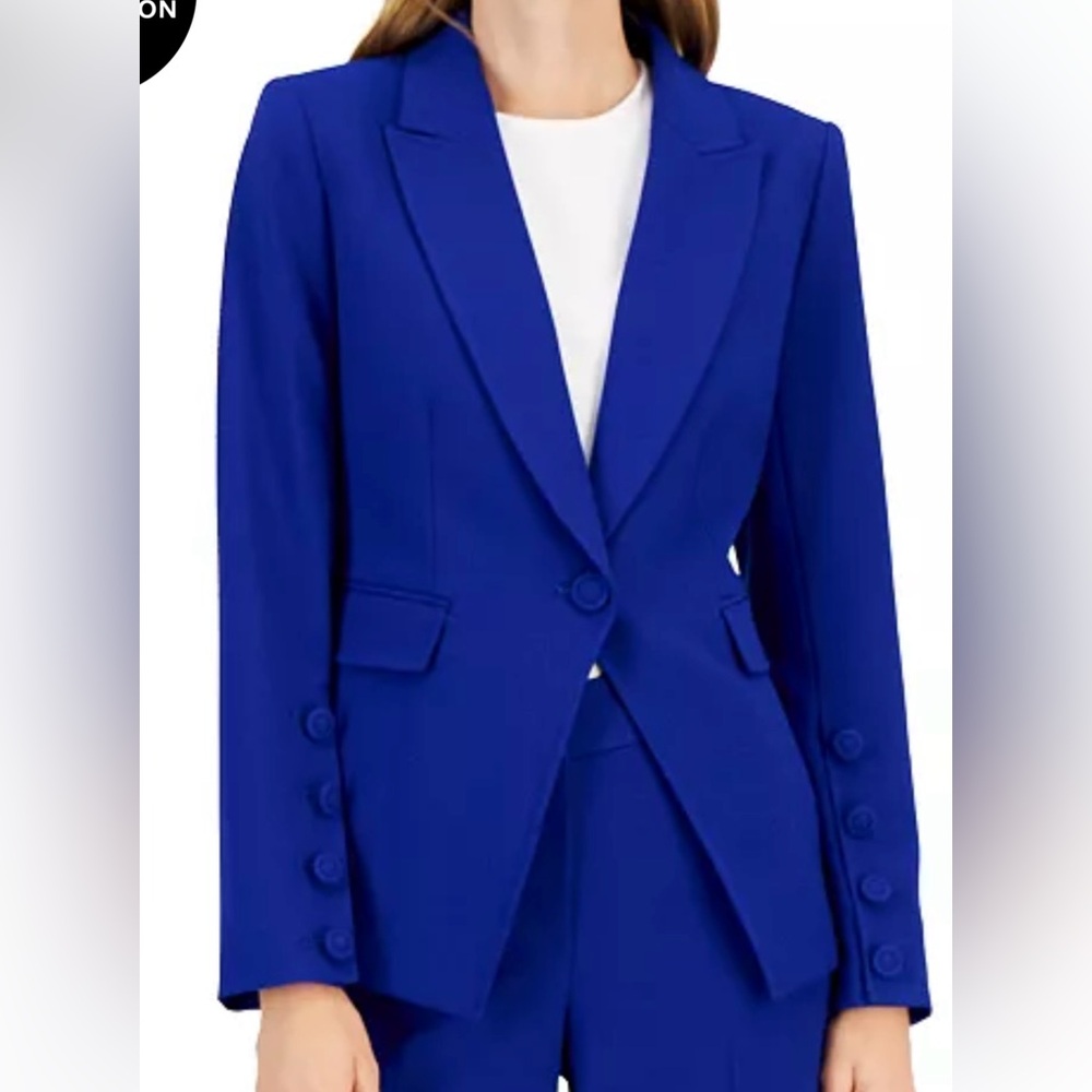 Stunning Cobalt Blue Tahari ASL Blazer button detail on sleeves, size 12 NWT